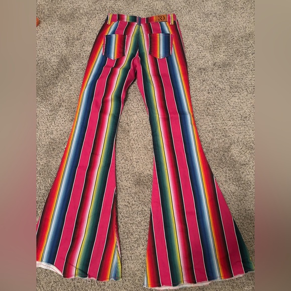 Colorful Striped Flare Jeans - Picture 4 of 7